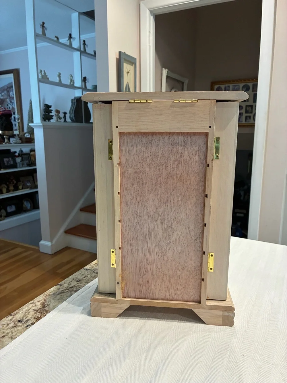 Vintage Jewelry Armoire Cream colored distressed antique finish